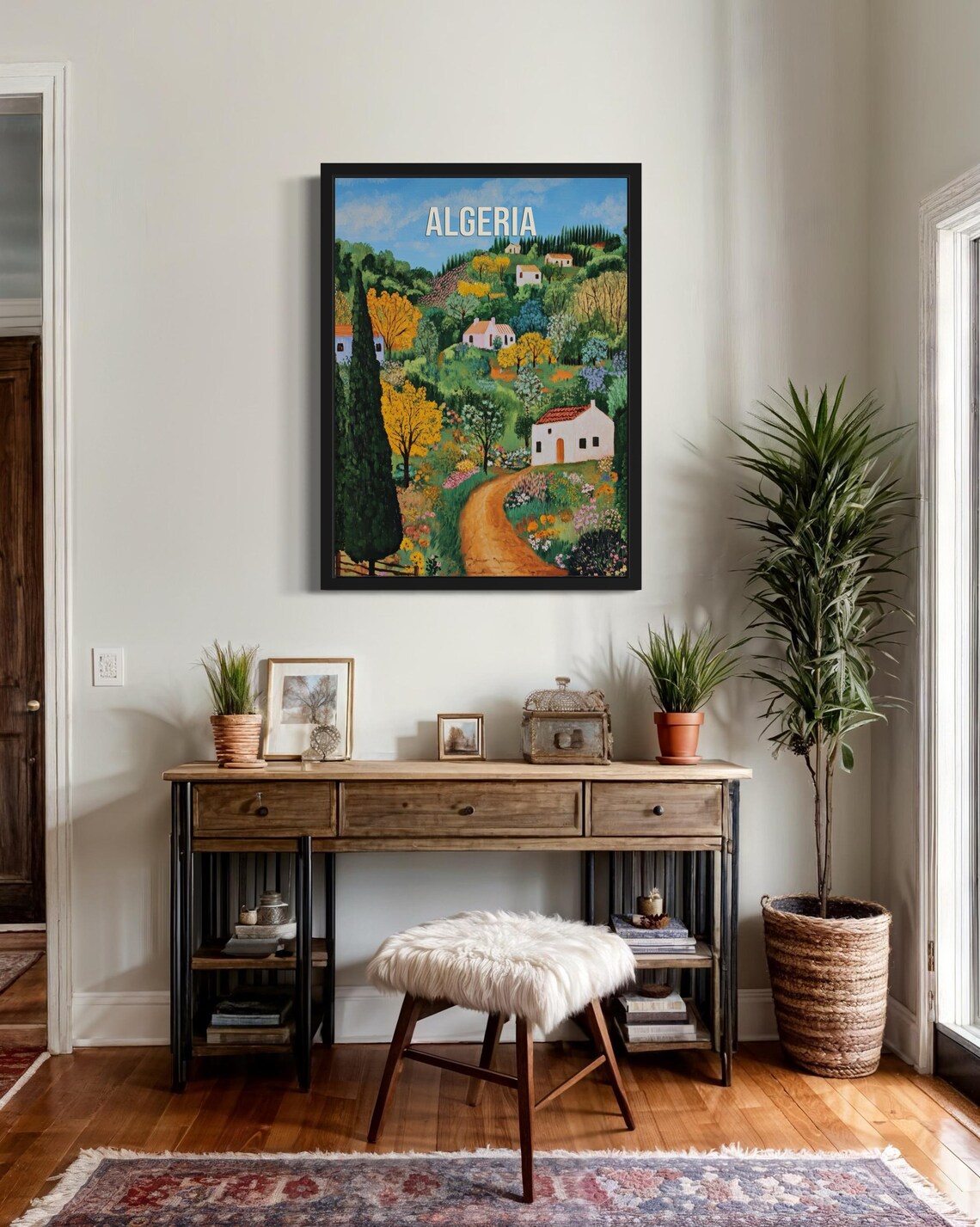 Algeria Hillside Village Naive Countryside Travel Art Poster - Image 2