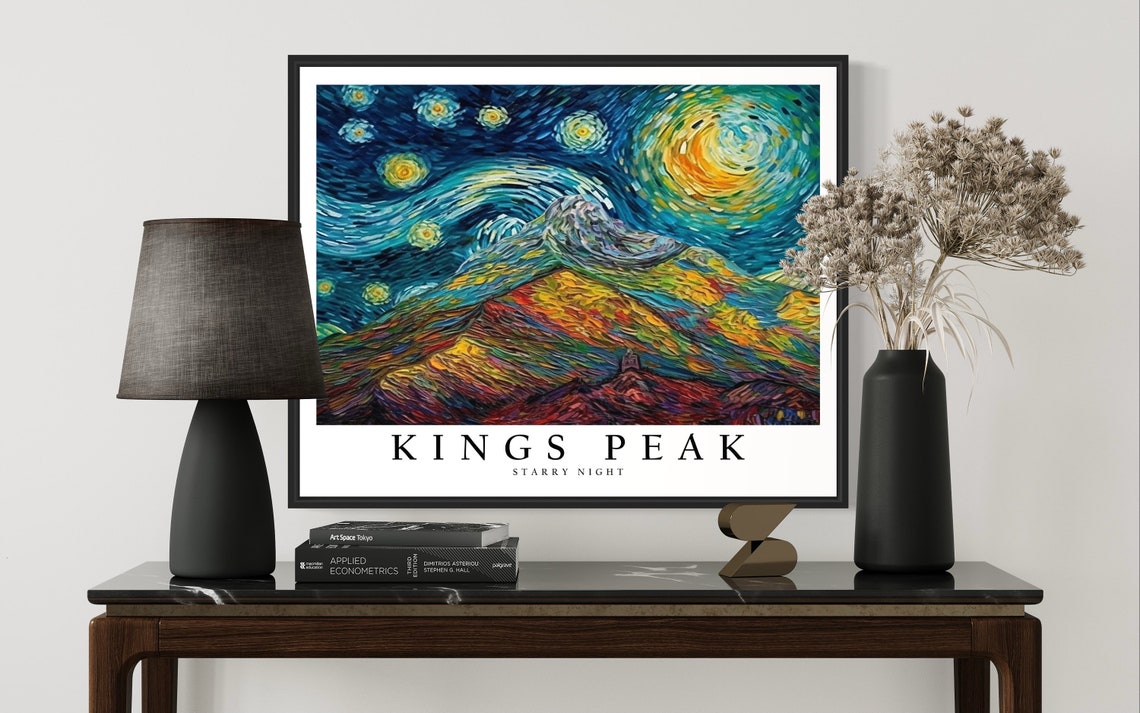 Kings Peak Starry Night Colorful Mountain Range Night Glow Poster - Image 3