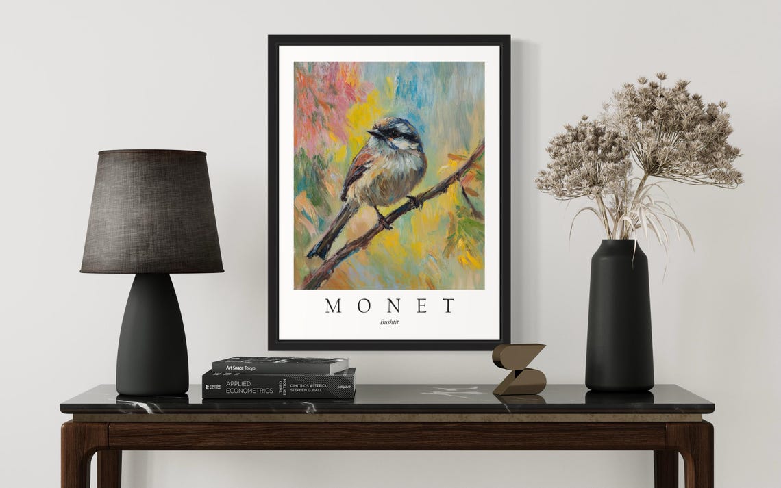 Bushtit Bird, Monet-Inspired Art Print - Image 3