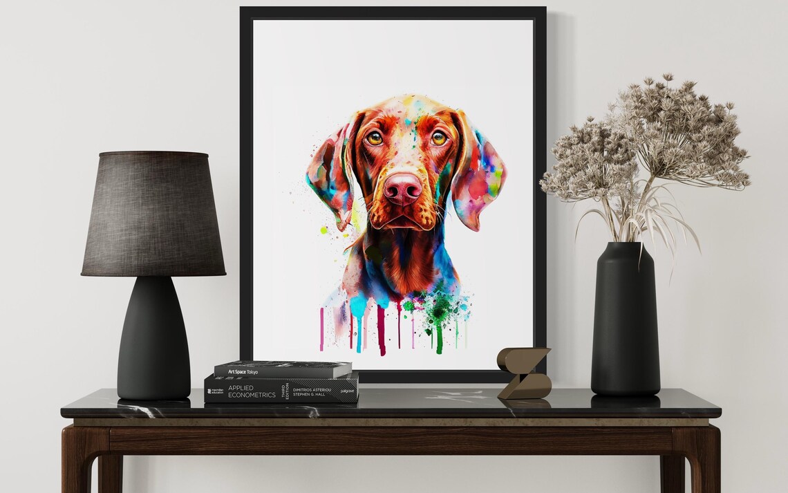 Vizsla Watercolor Portrait Rainbow Splash Dog Lover Art Poster - Image 3