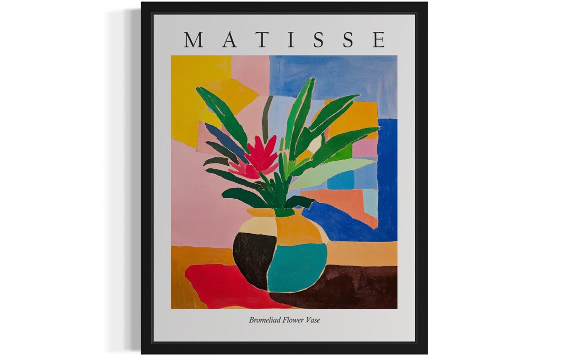 Matisse Style Bromeliad Flower Vase Tropical Fauvist Still Life Poster