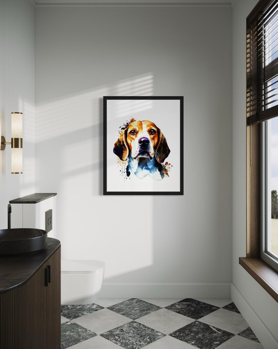 Beagle Dog Portrait With Colorful Watercolor Splashes Art Poster - Image 4