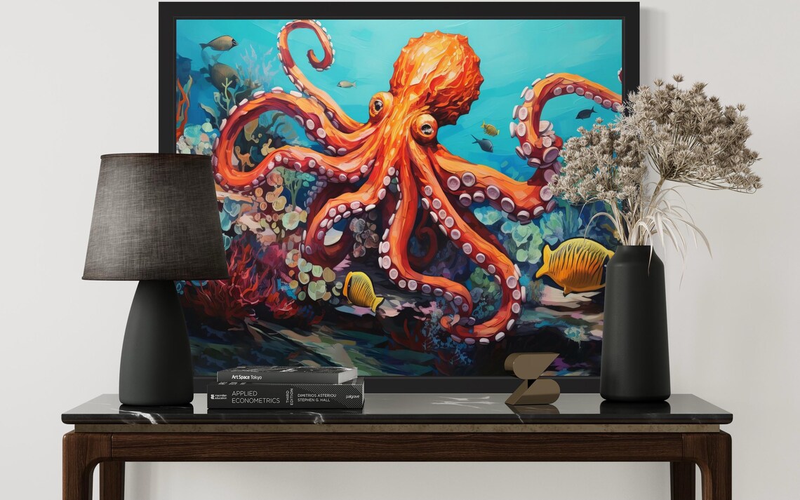 Octopus Abstract Art Print, Ocean-Inspired Decor - Image 3