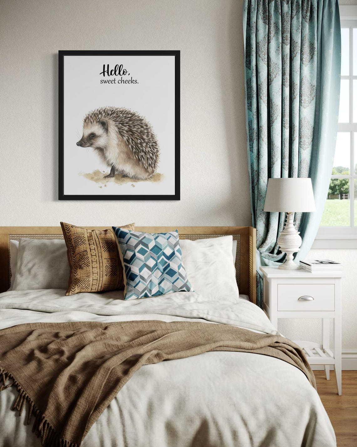 Adorable Hedgehog Rear View Hello Sweet Cheeks Bathroom Poster - Image 2