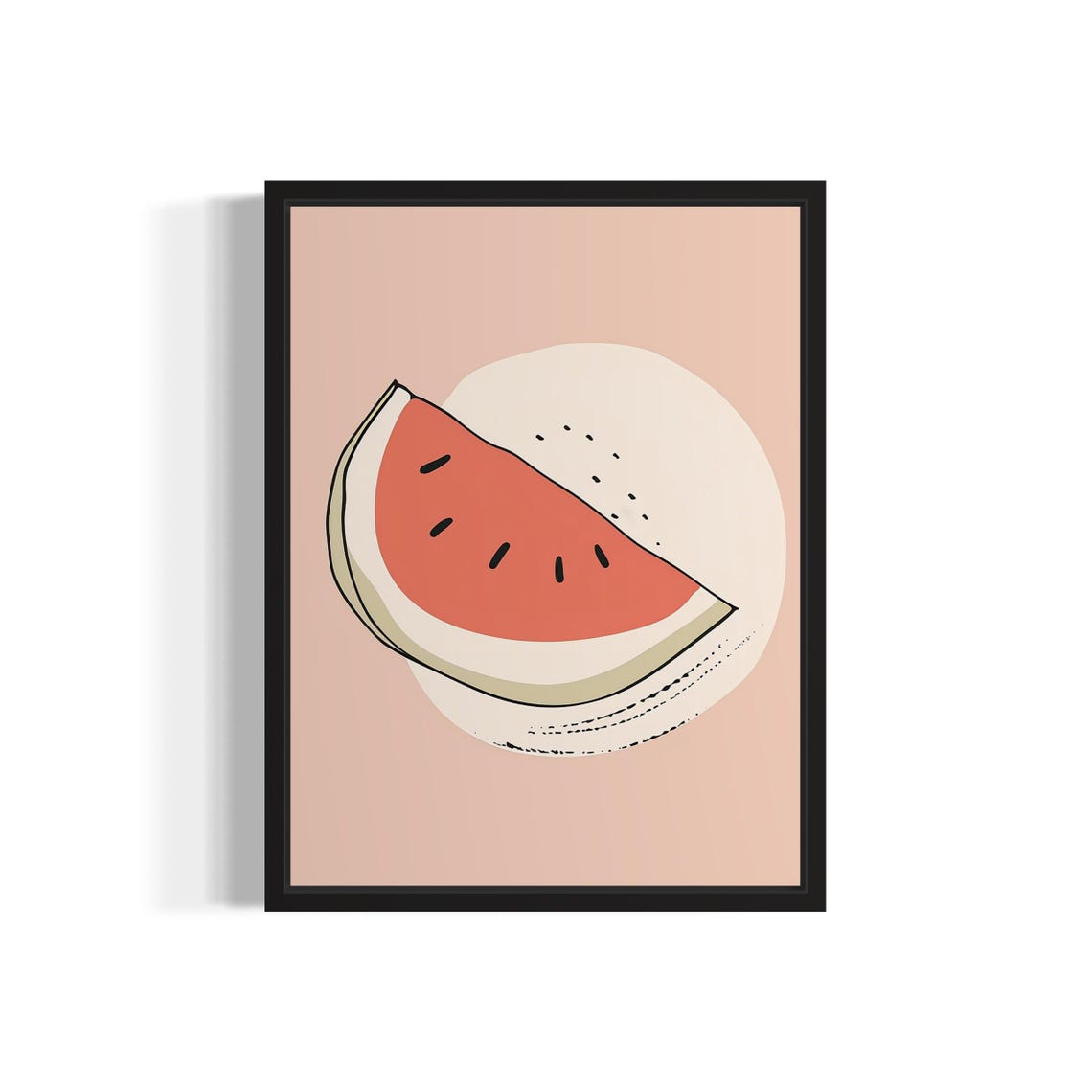 Minimalist Watermelon Slice Illustration Soft Blush Kitchen Art Poster