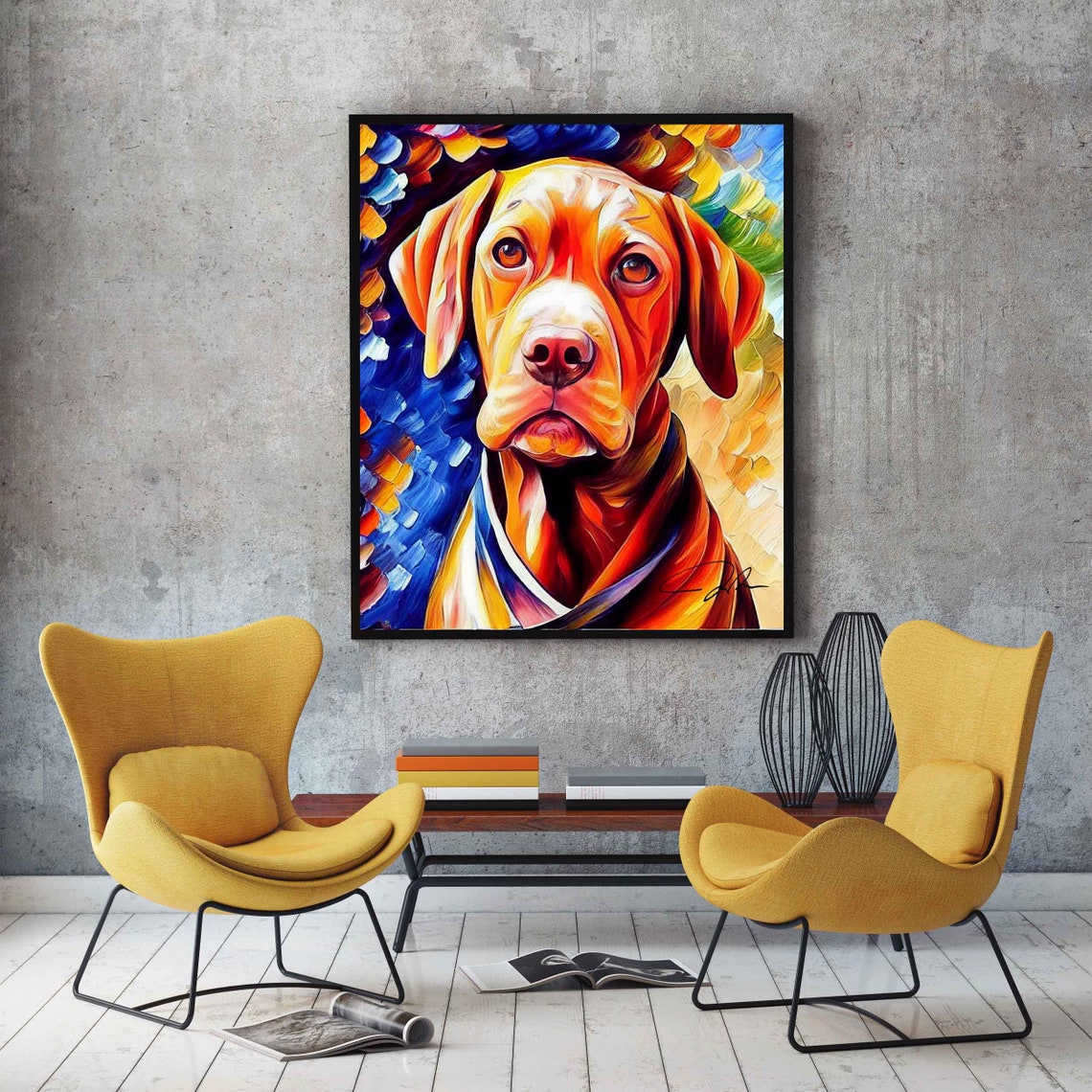 Vizsla Hunting Dog Portrait Bold Colorful Modern Pet Art Poster - Image 4