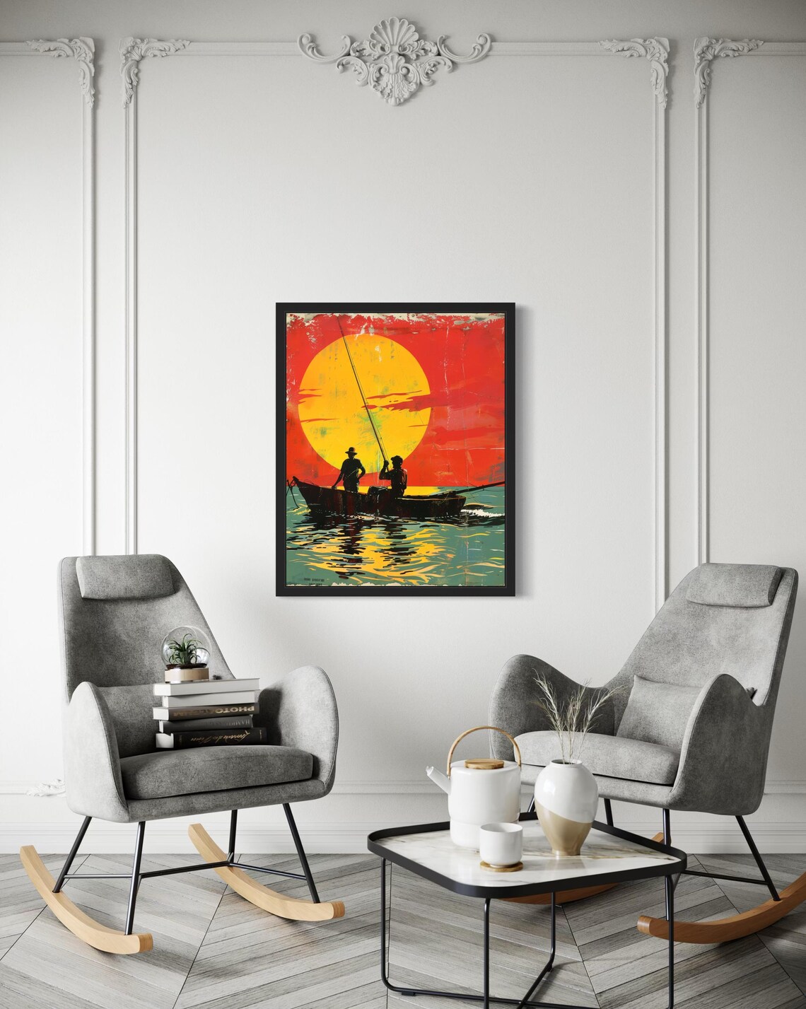 African Fishing Art Print Wall Art Poster Original Paint Artwork Artwork Decor - Image 3