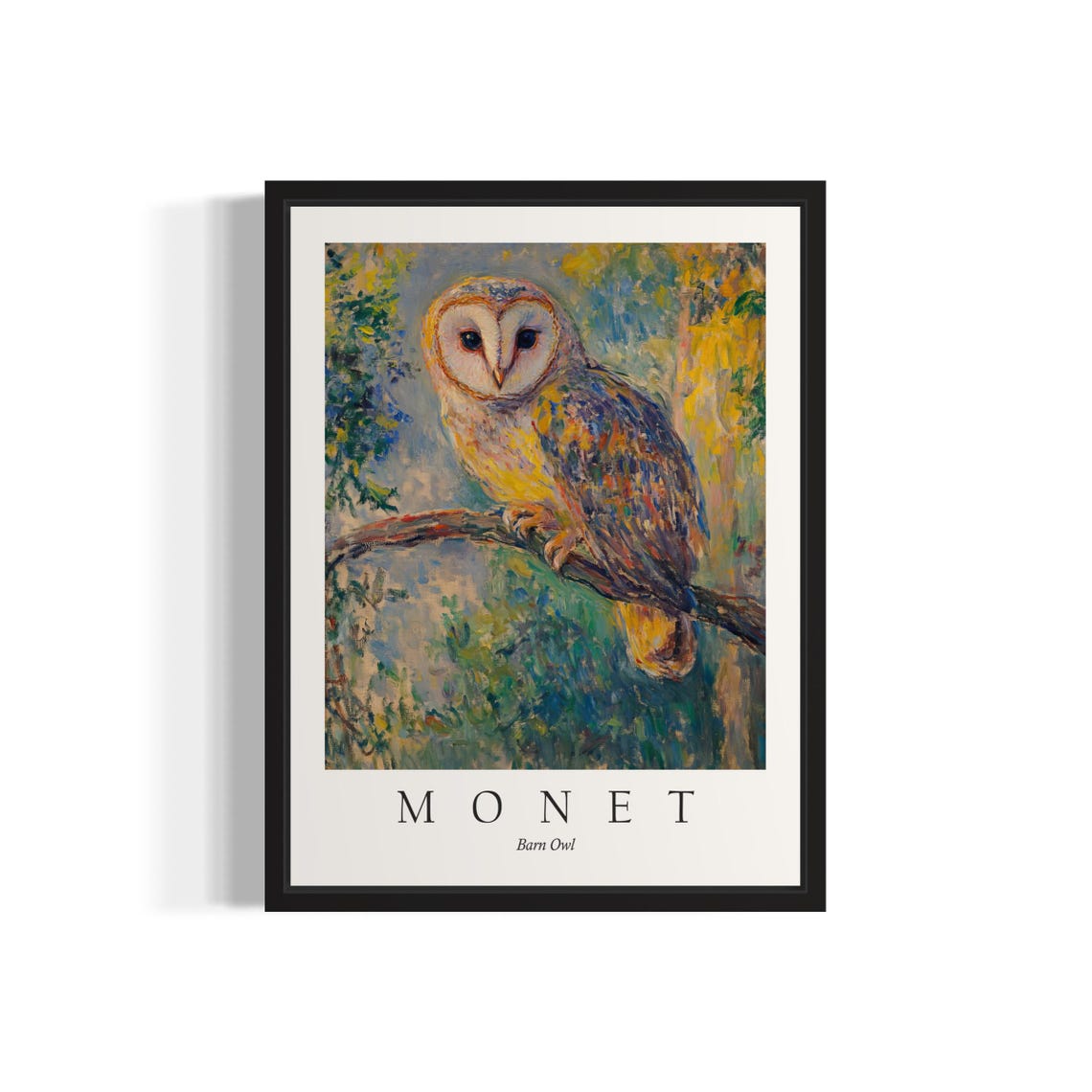 Barn Owl Bird, Monet-Inspired Art Print