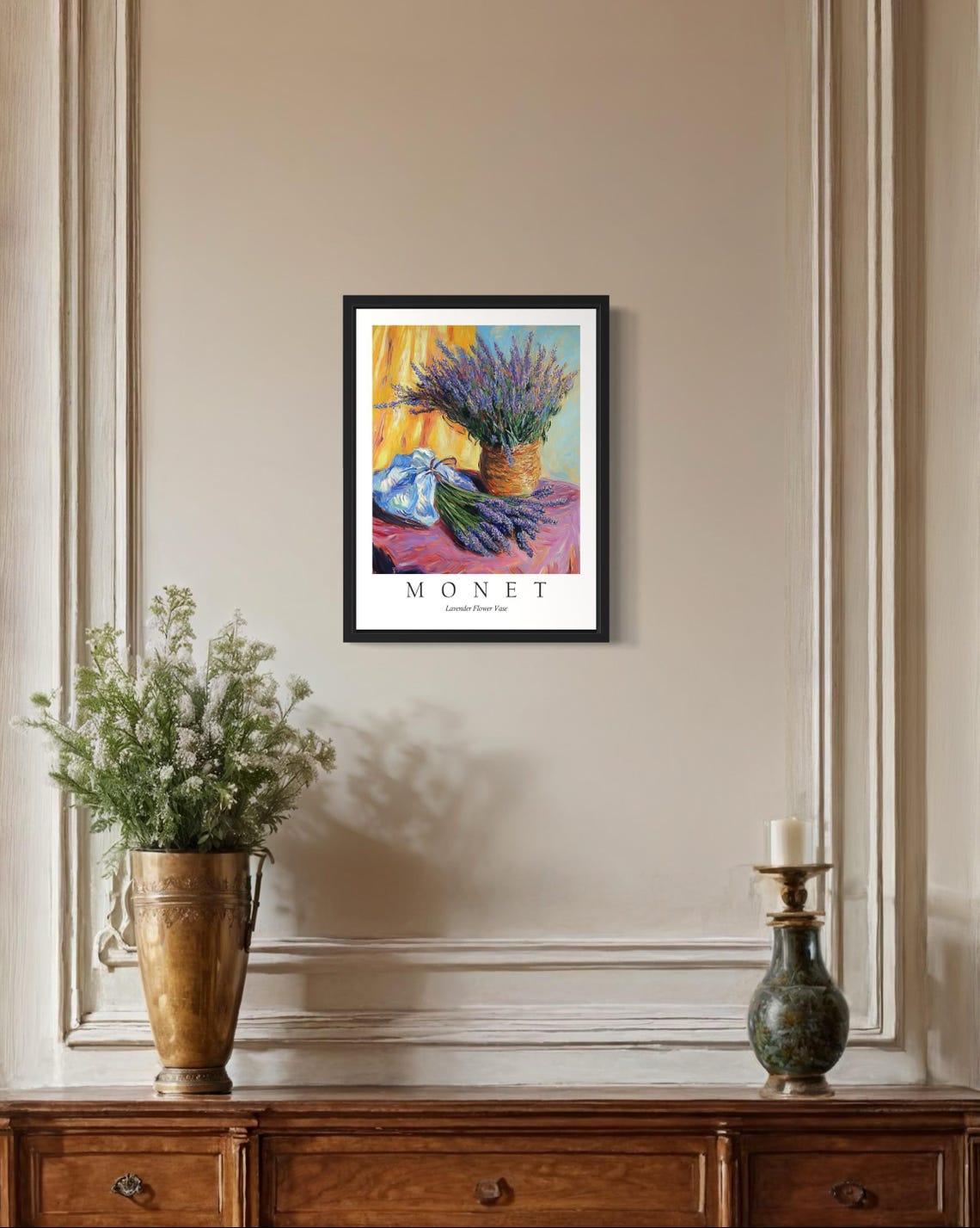 Lavender Bunches in a Woven Basket Monet Style Floral Poster - Image 2