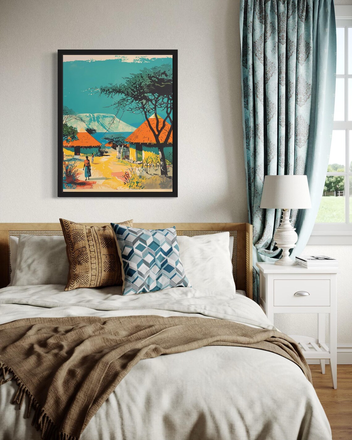 Africa Village Art Print Wall Art Poster Original Paint Artwork Artwork Decor - Image 4