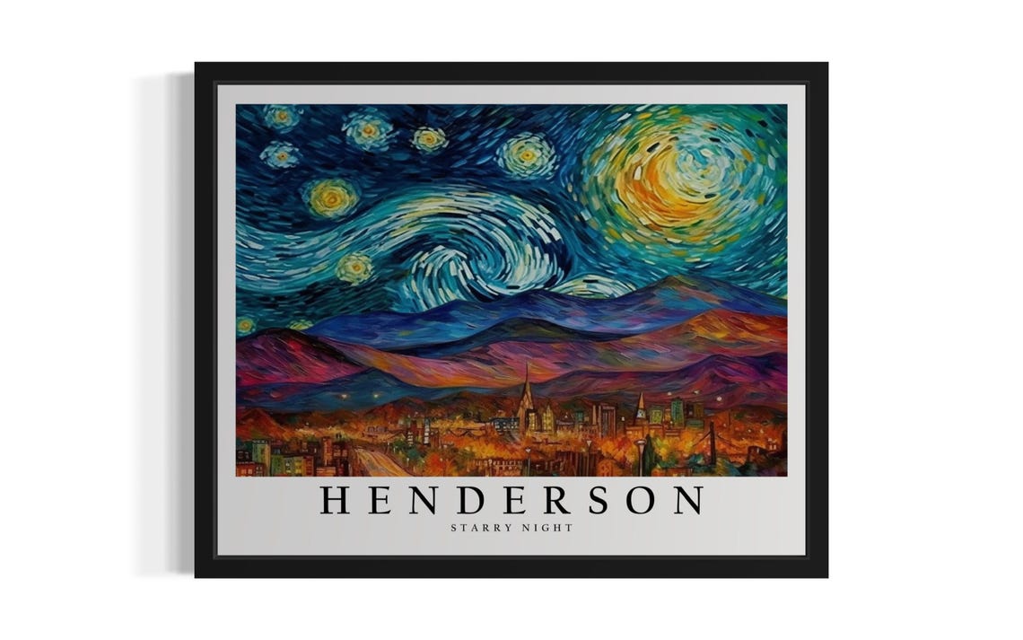Henderson Nevada Desert Valley City Starry Night Lights Poster