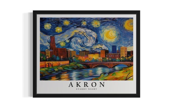 Akron Ohio Starry Night Art Print