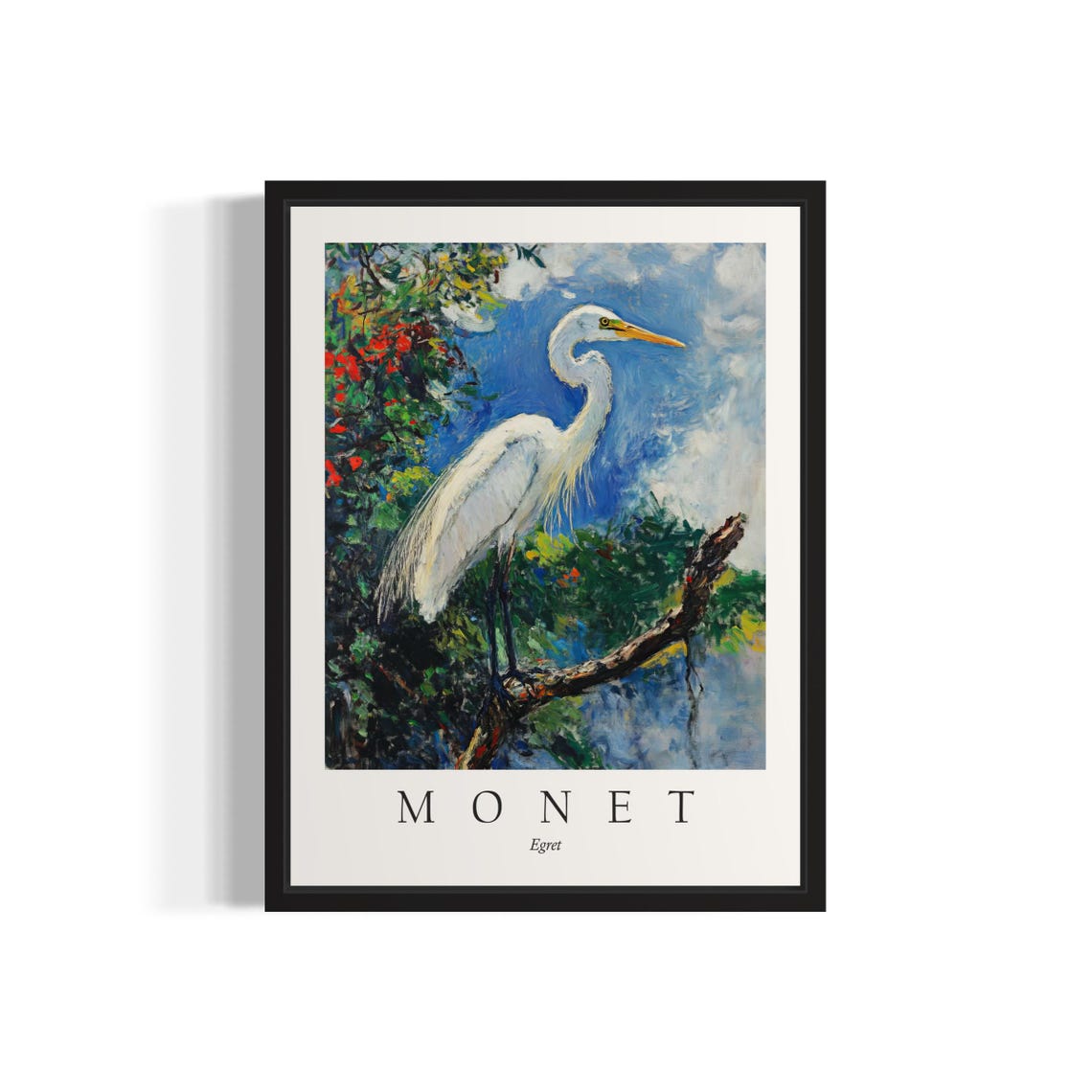 Egret Bird Monet-Inspired Art Print