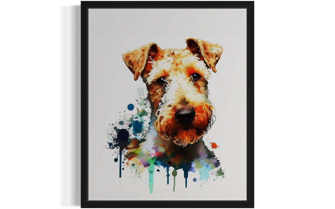 Lakeland Terrier Watercolor Portrait with Color Splash Poster