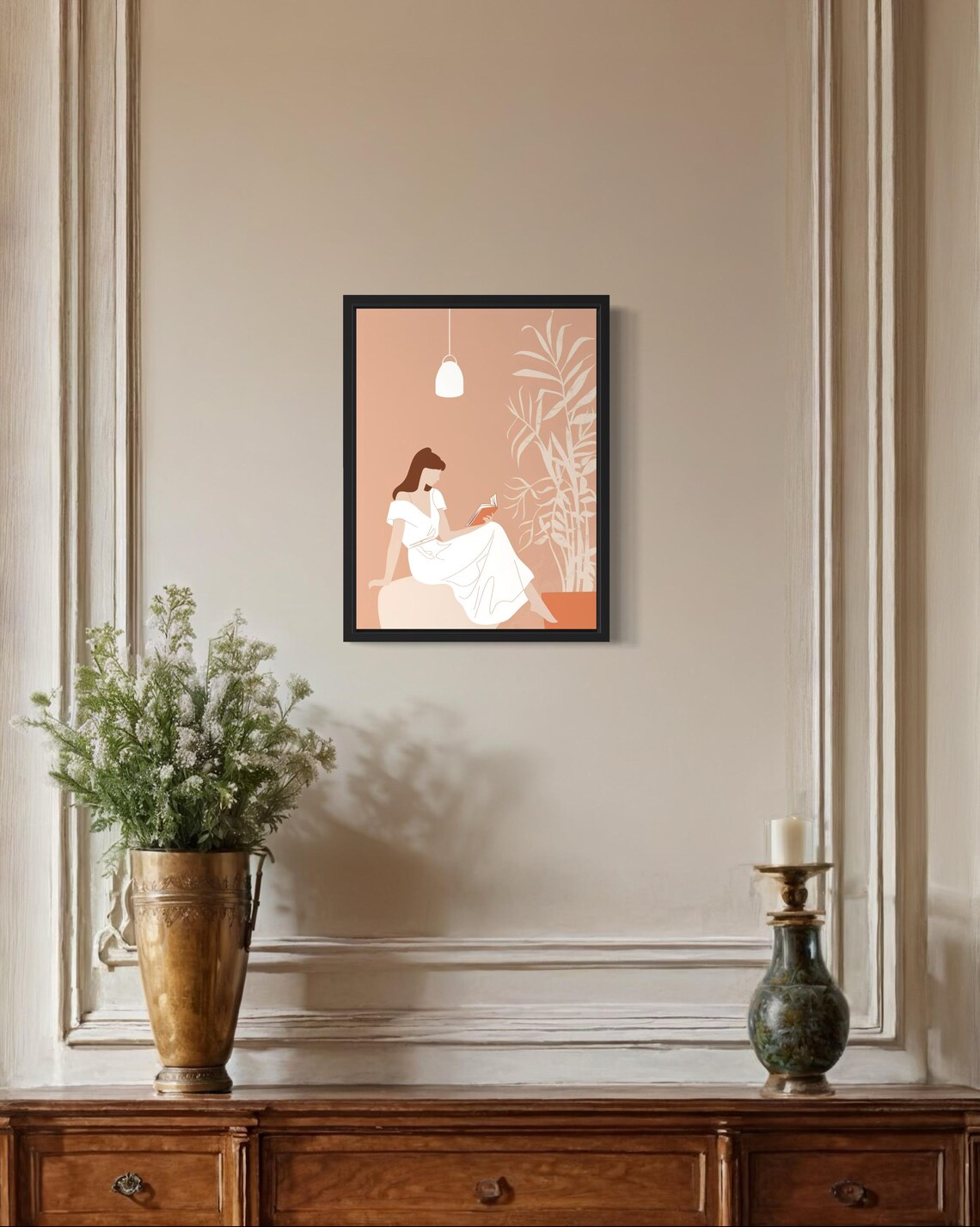 Female Reading Boho Art Print, Original Paint Artwork - Image 2