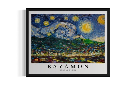 Bayamon Puerto Rico Starry Night Art Print Wall Poster Original Paint Artwork Decor