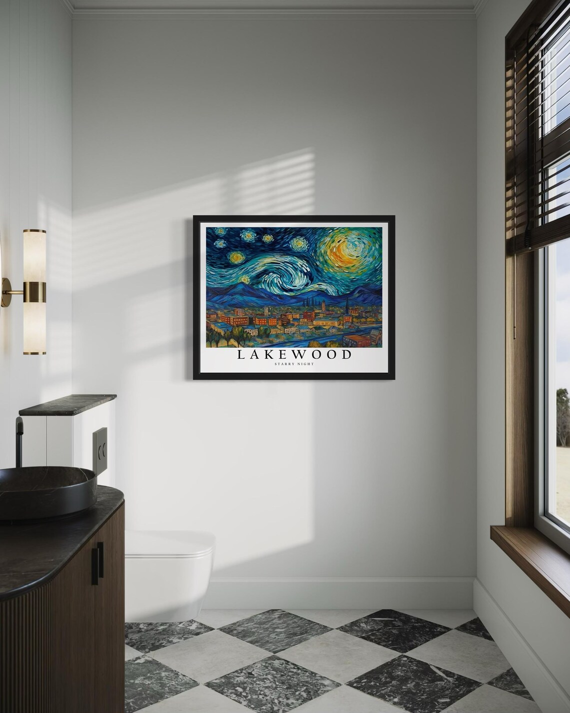 Lakewood Colorado Mountain Cityscape Starry Night Sky Poster - Image 4