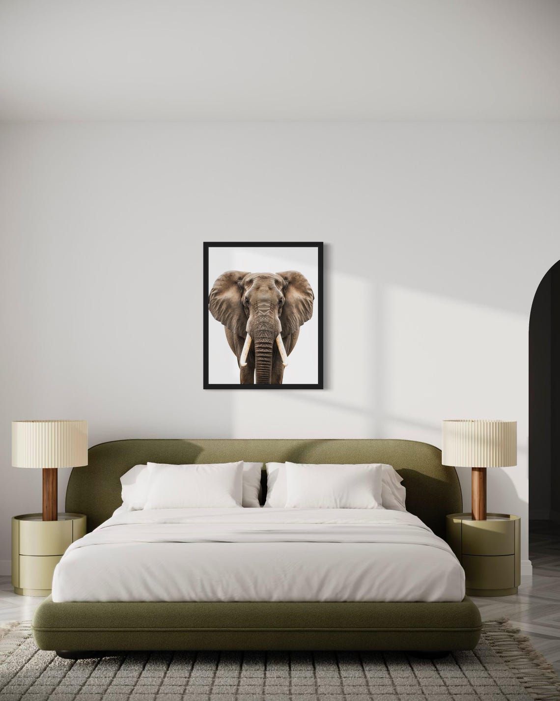 Majestic African Elephant Head On Minimalist Wildlife Photo Poster - Image 3