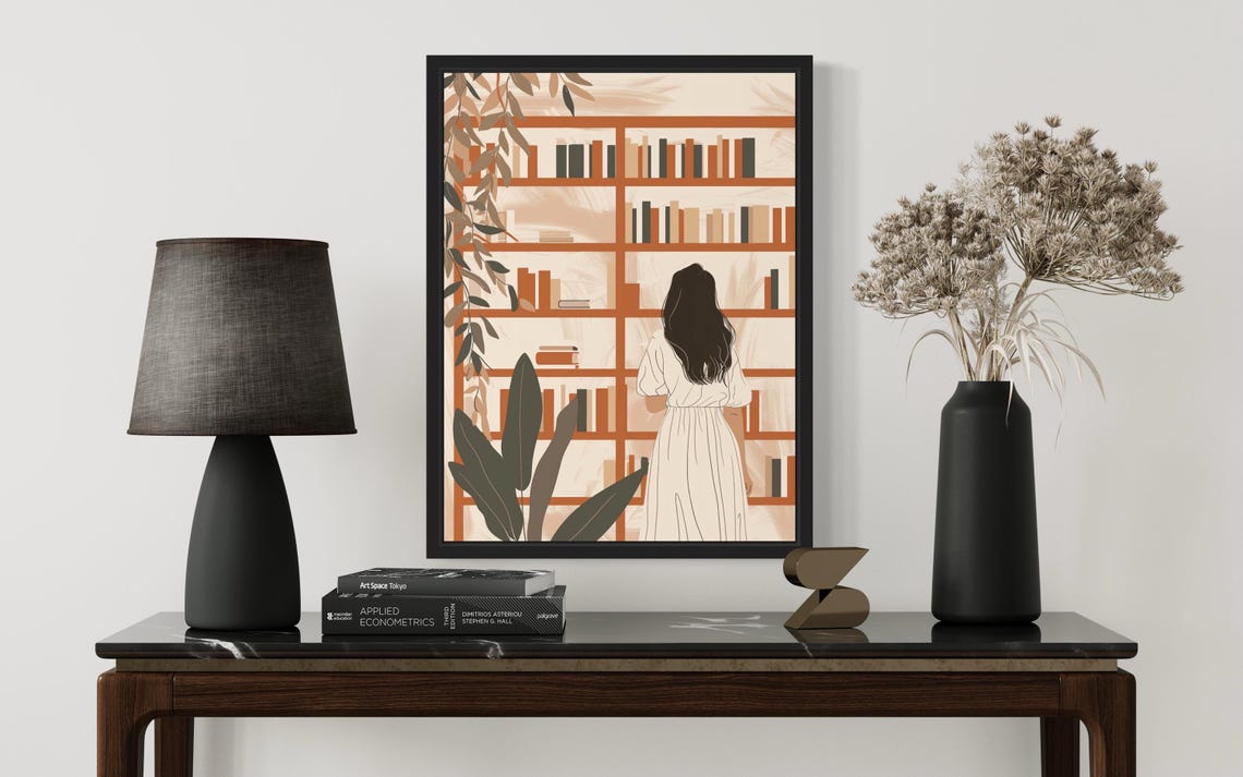 Bookshelf Female Boho Art Print - Image 3