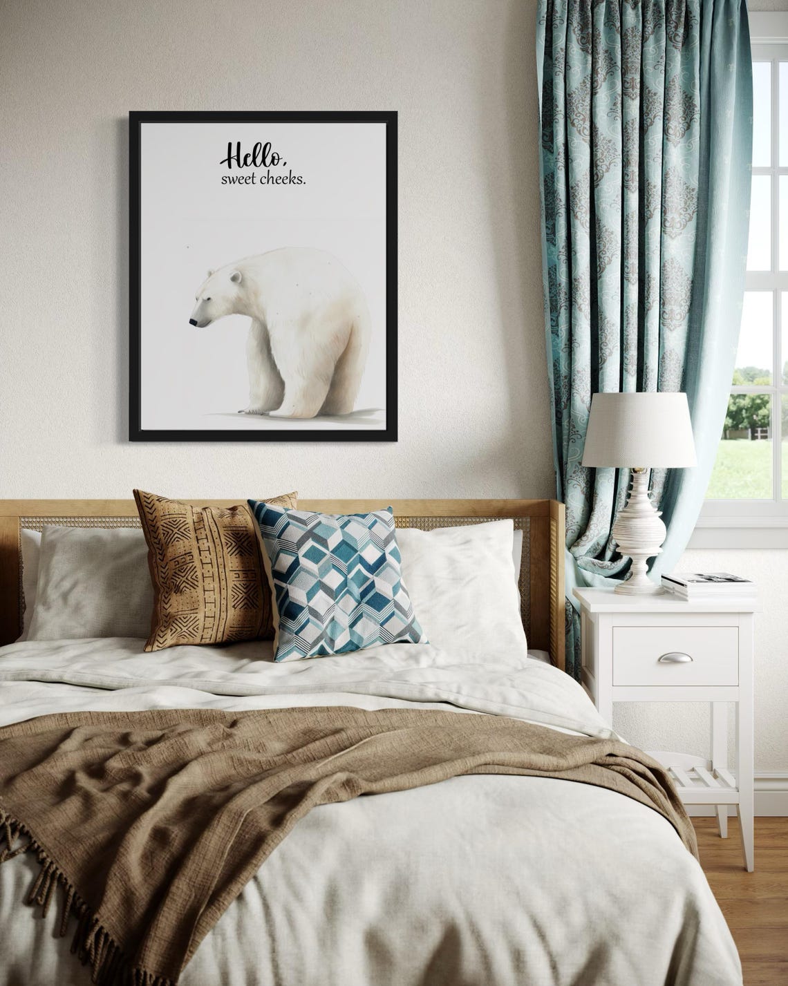 Hello Sweet Cheeks Polar Bear From Behind Bathroom Humor Poster - Image 4