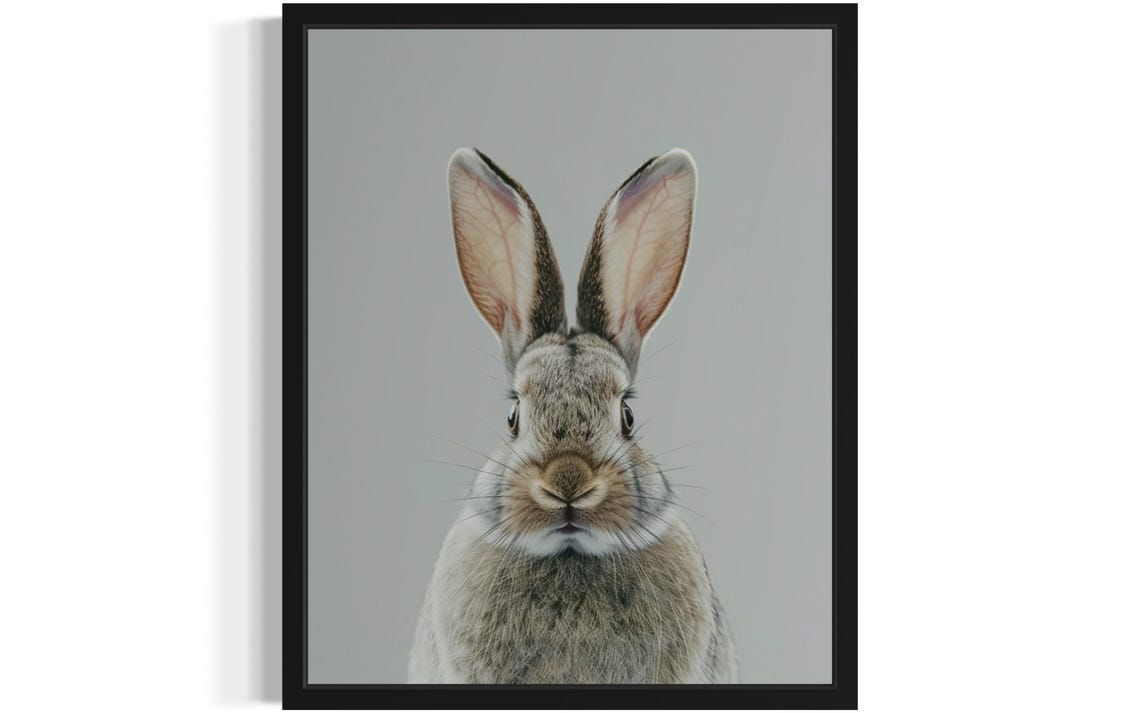 Alert Wild Rabbit Face Front Minimalist Wildlife Photo Poster