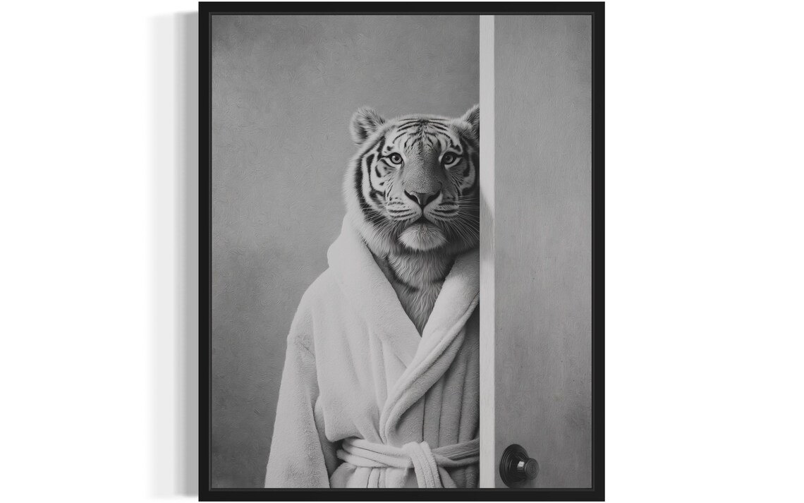 Tiger Animal Restroom Poster Art Print Bathroom Wall Original Paint Artwork Decor