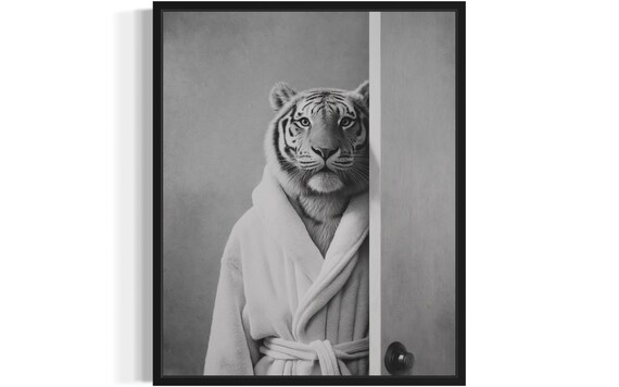 Tiger Animal Restroom Poster Art Print Bathroom Wall Original Paint Artwork Decor