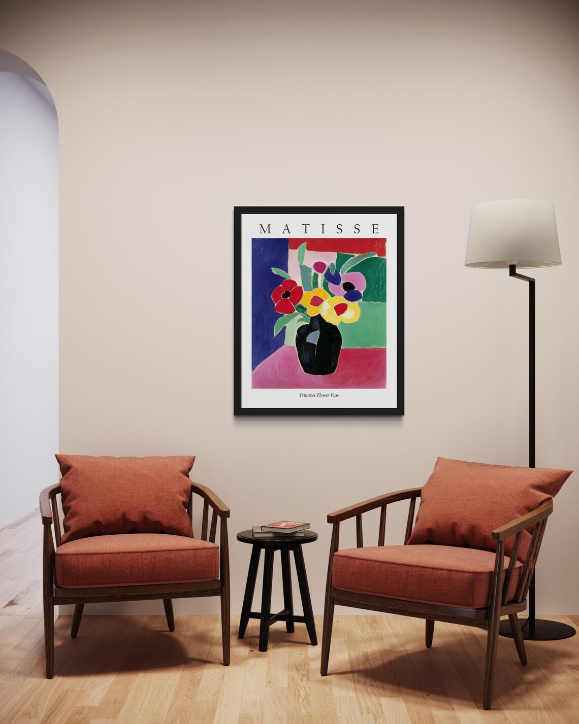 Primrose Flower Vase on Pink Table in Matisse Style Art Poster - Image 2
