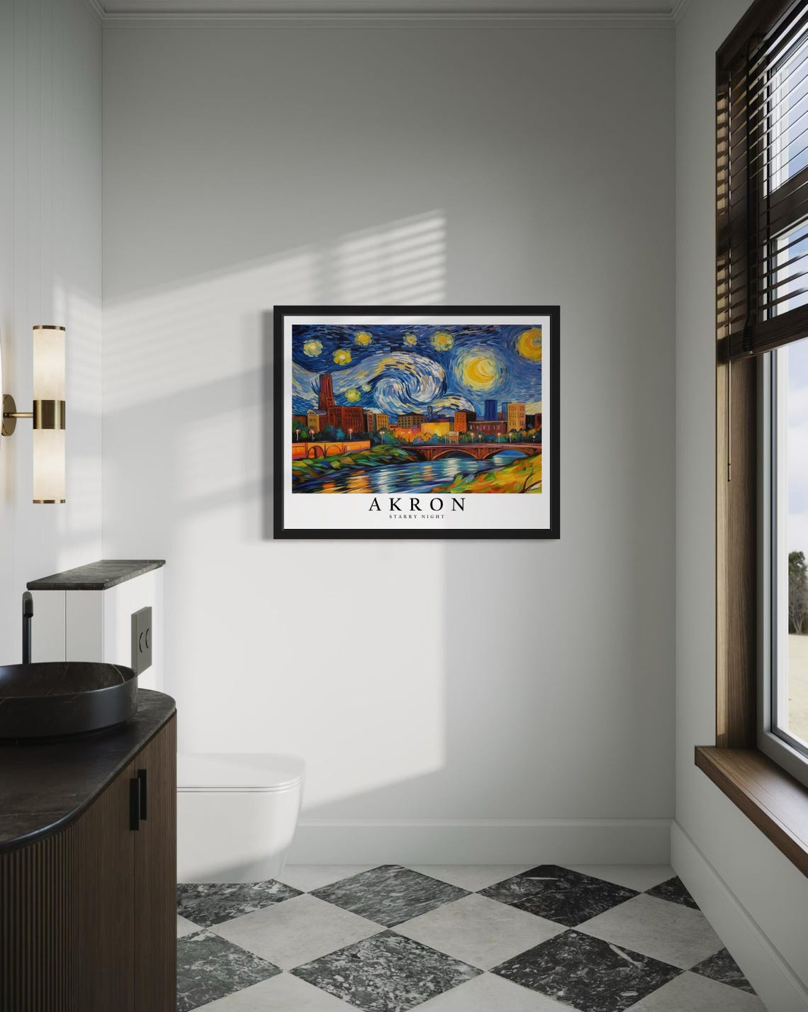 Akron Ohio Starry Night Art Print - Image 4