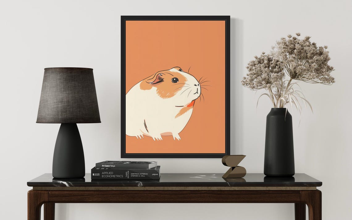 Guinea Pig Cute Terracotta Background Minimalist Portrait Poster - Image 3