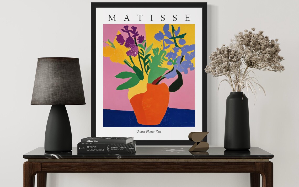 Matisse Style Statice Flower Vase Pastel Fauvist Still Life Poster - Image 3