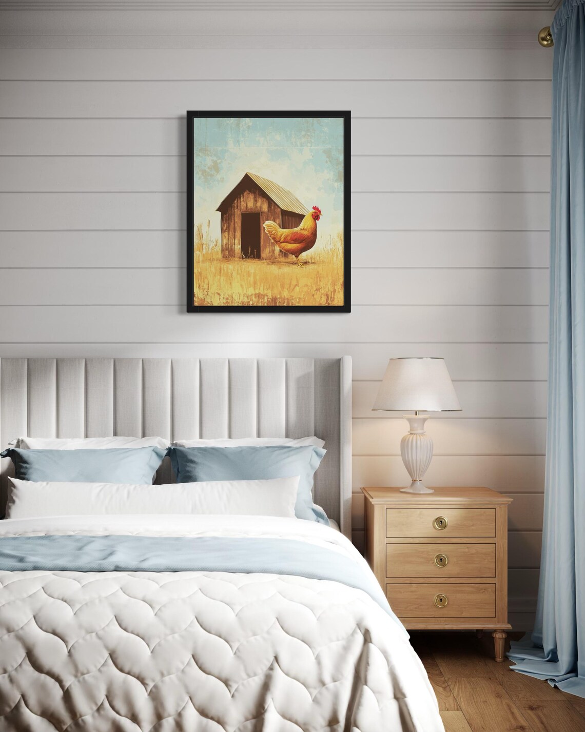 Golden Hen By Wooden Coop Rustic Farm Country Field Art Poster - Image 2