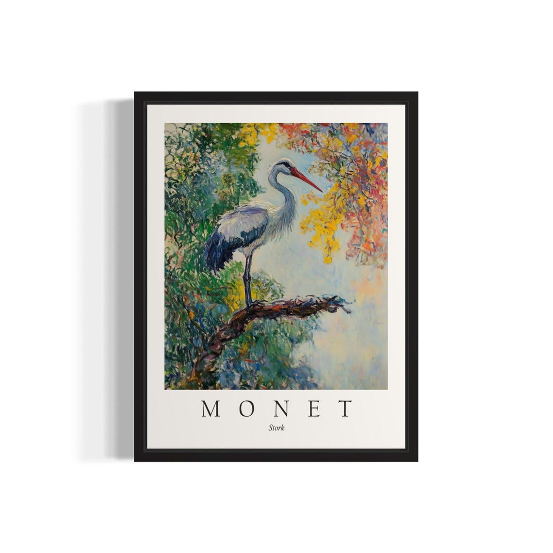 Stork Bird, Monet Art Print
