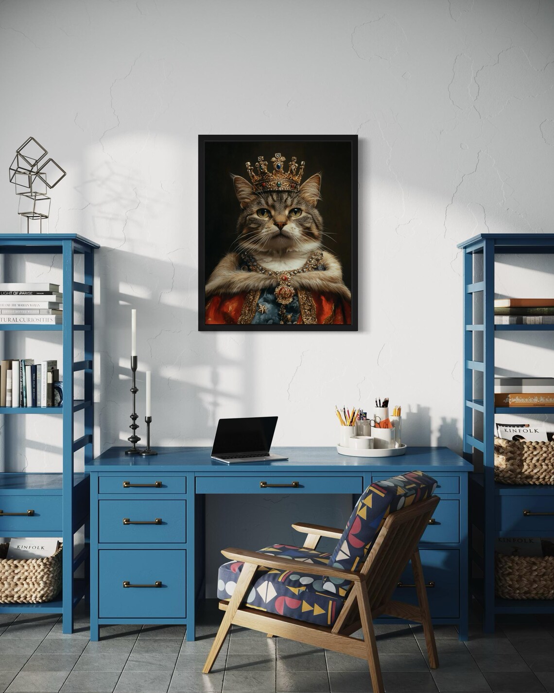 Tabby Cat Royal Portrait With Jeweled Crown And Ermine Robe Poster - Image 3