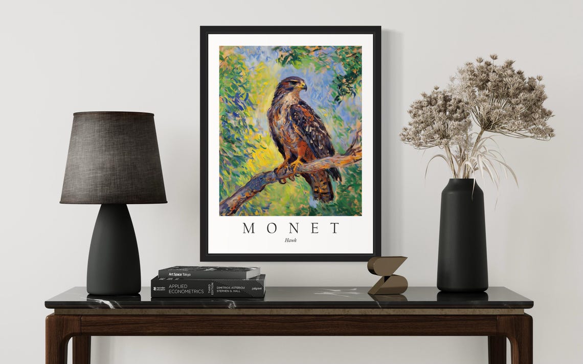 Hawk Bird Monet Art Print - Image 3