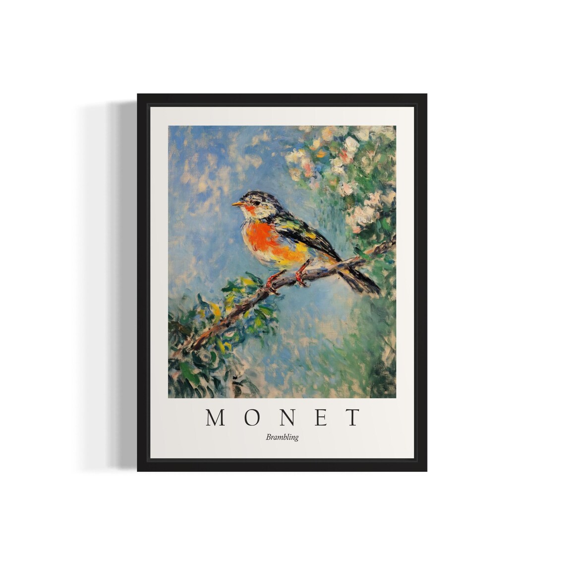 Brambling Bird, Monet-Inspired Art Print