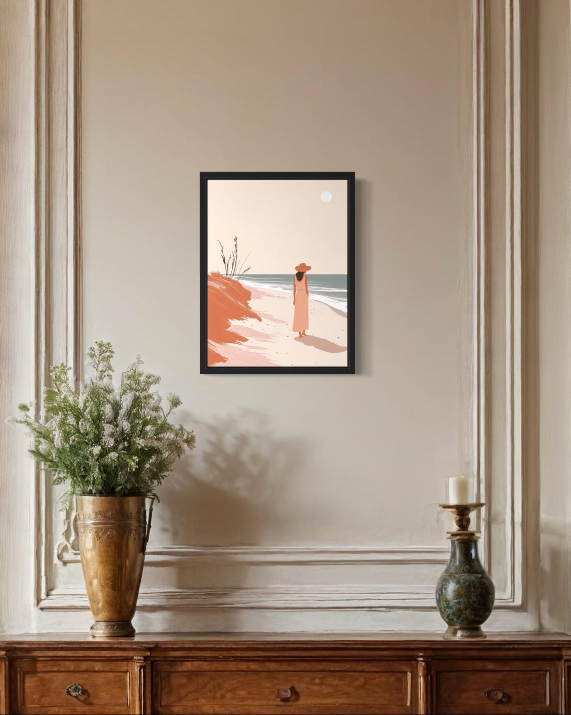 Female At Beach Boho Art Print - Image 2