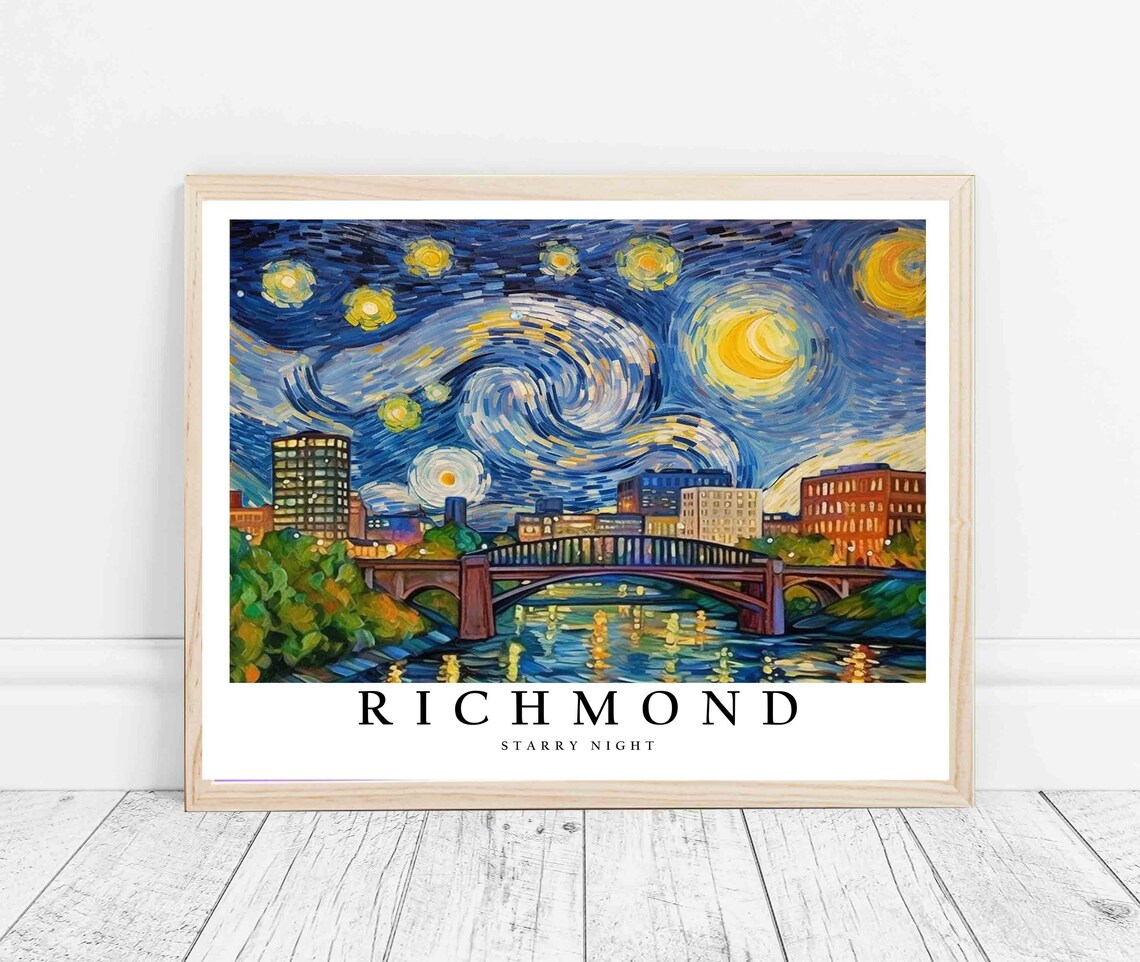 Richmond Starry Night Van Gogh Style Bridge City Poster Home Decor Gift - Image 3