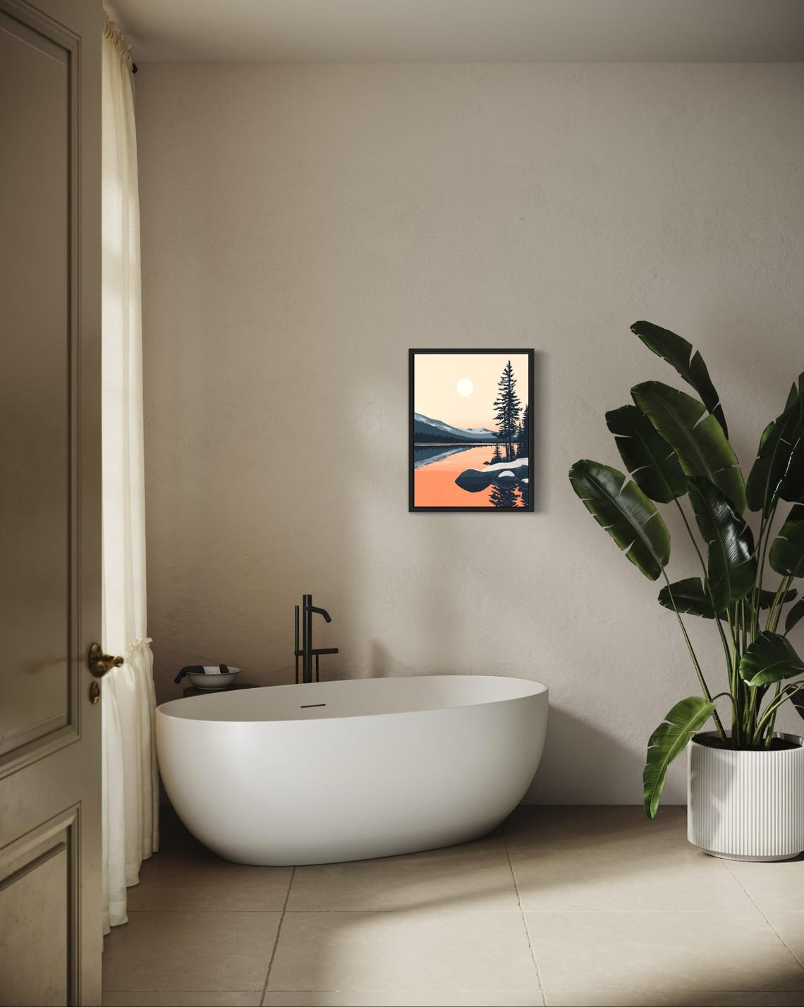 Tahoe Basin Glowing Sunset Lake Reflection Tranquil Boho Art Poster - Image 4