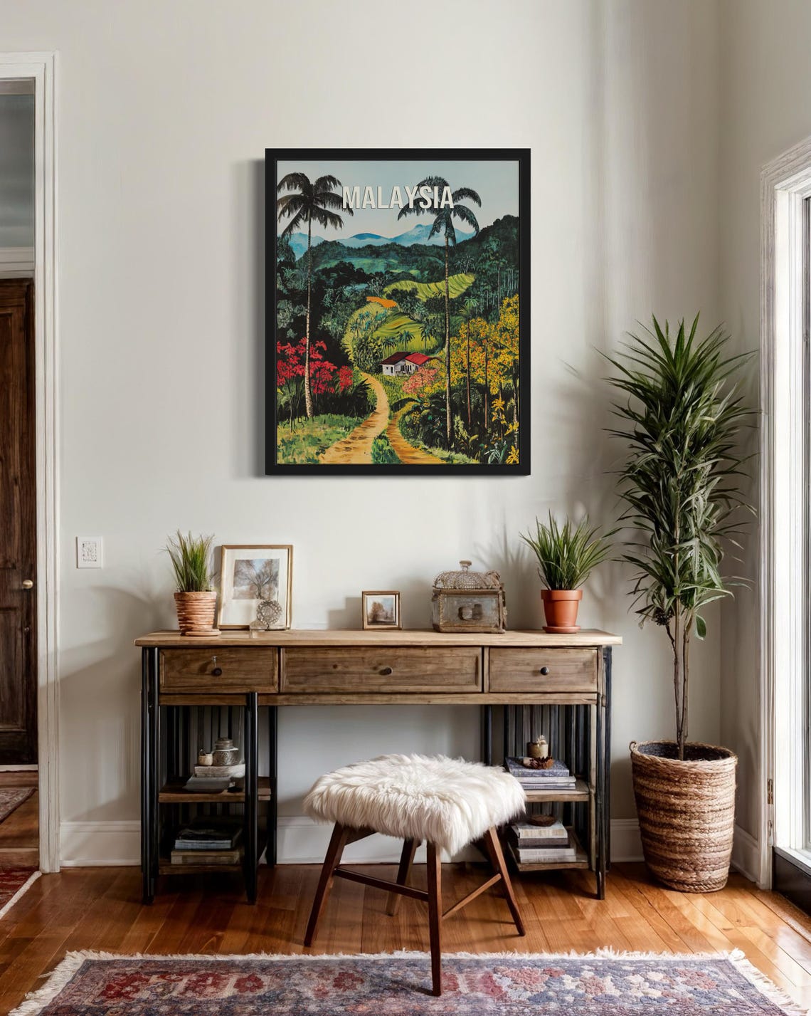 Malaysia Rainforest Valley with Palms and Terraced Hills Travel Poster - Image 2