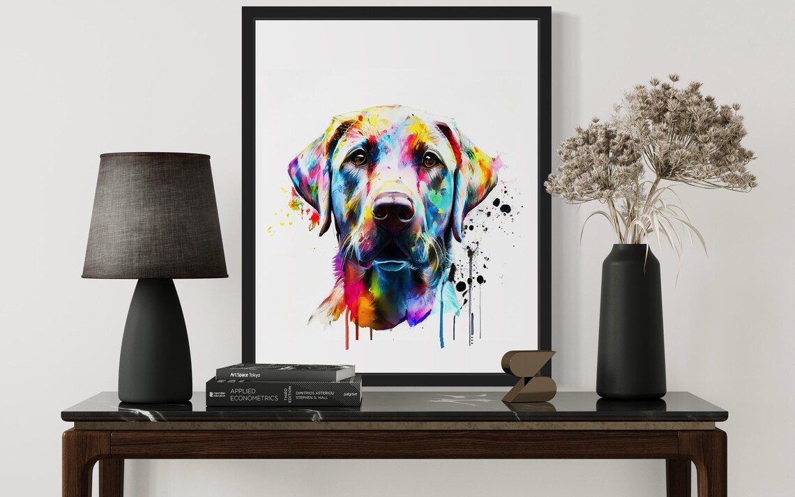 Labrador Retriever Rainbow Watercolor Portrait Family Dog Poster - Image 3