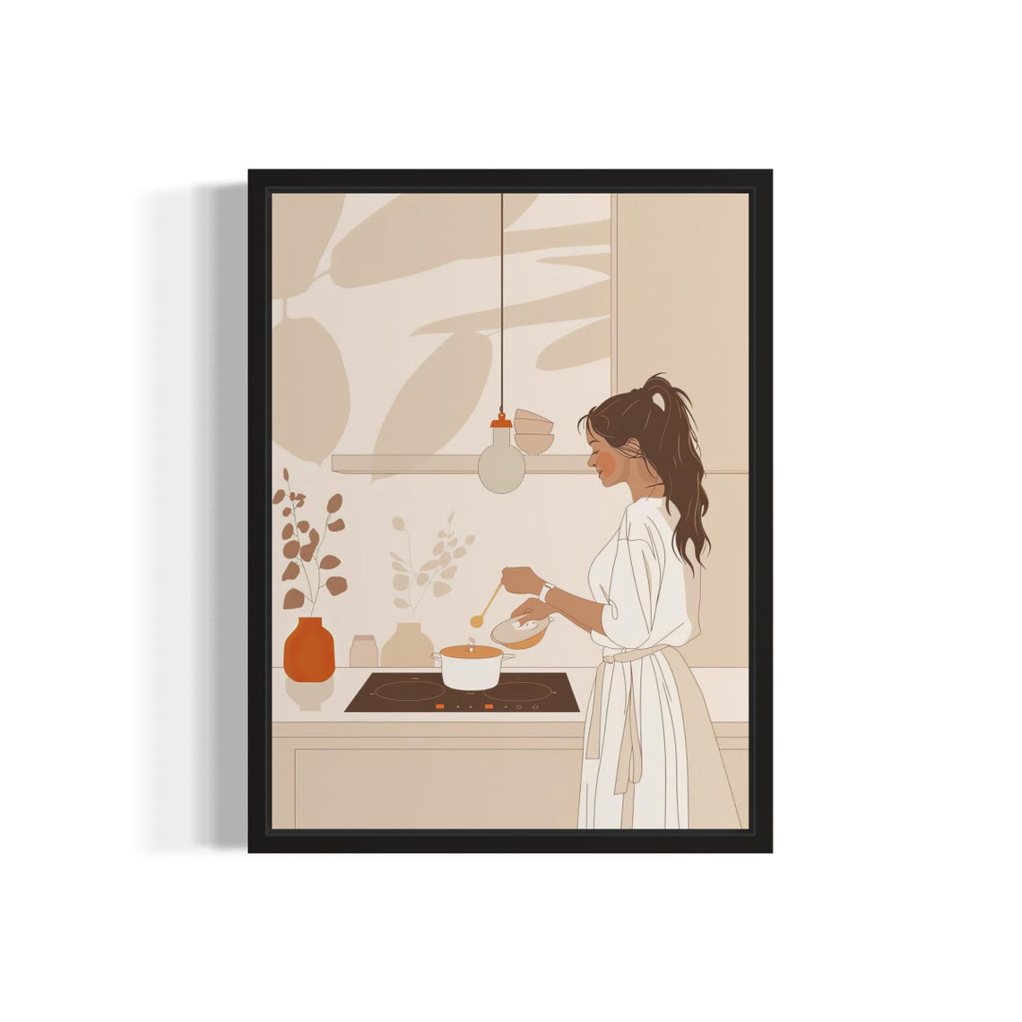 Female Cooking Boho Art Print