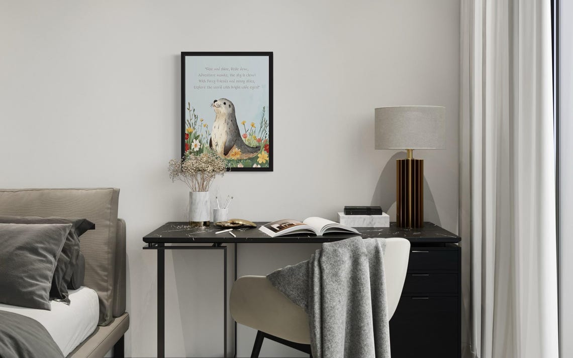 Sweet Baby Seal with Uplifting Adventure Poem Nursery Wall Poster - Image 3