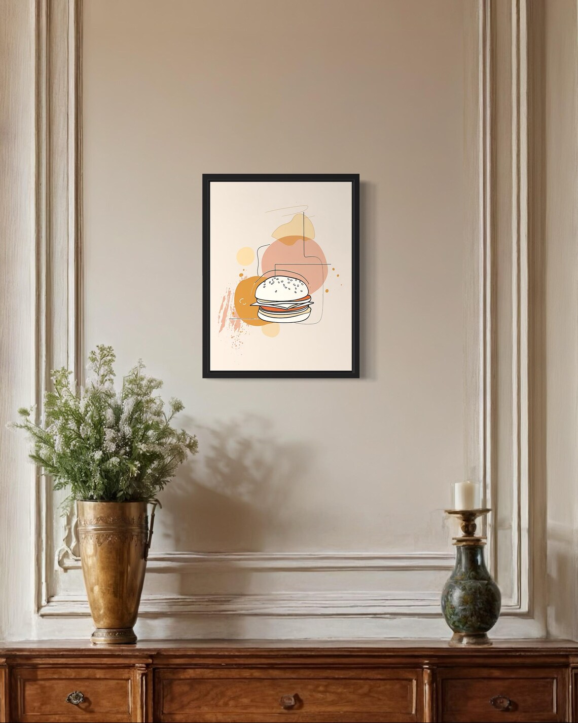 Hamburger Food Art Print, Original Paint Artwork - Image 2