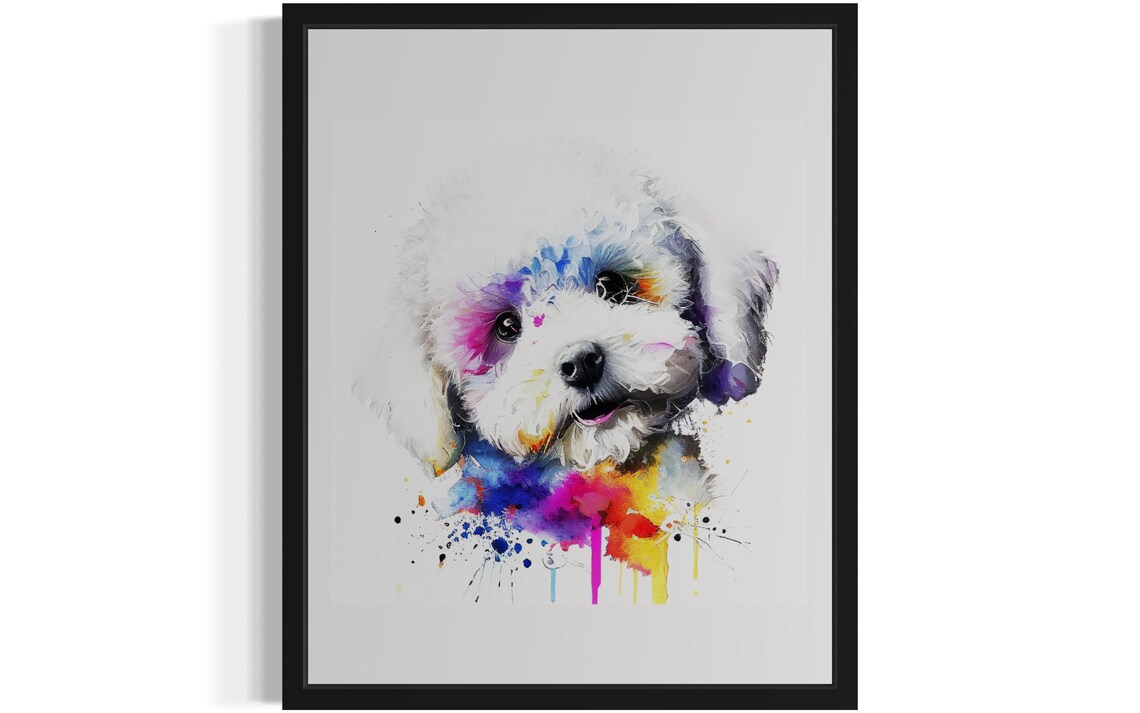 Bichon Frise Puppy Color Splash Fun Watercolor Dog Art Poster