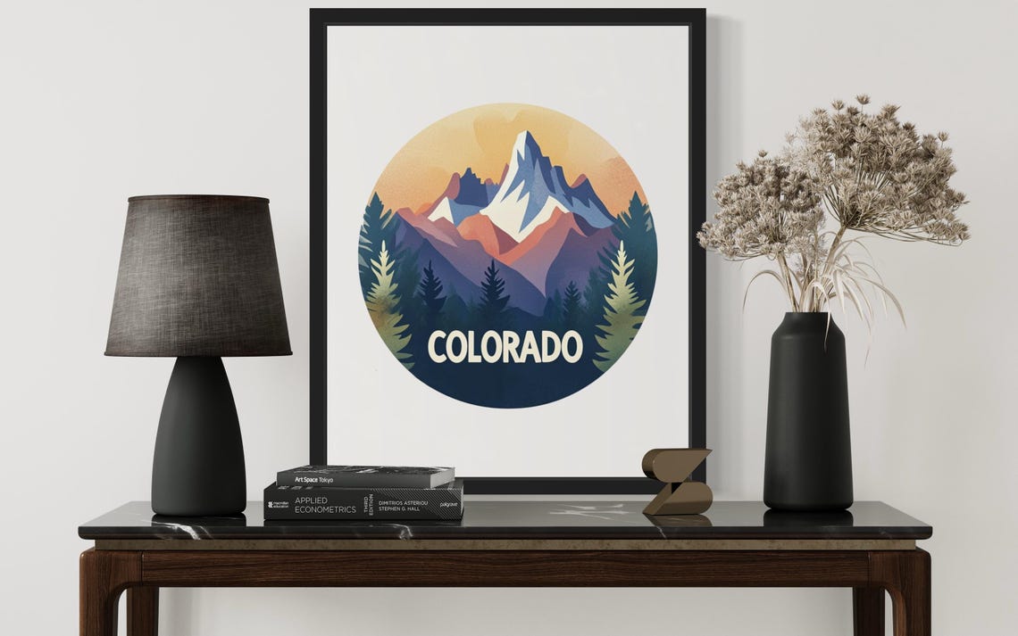 Colorado Snowy Mountain Peak Sunset Pine Forest Vista Poster - Image 3
