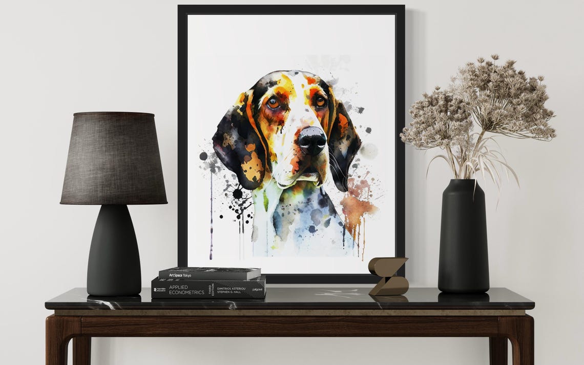 Treeing Walker Coonhound Watercolor Hound Portrait Art Poster - Image 3