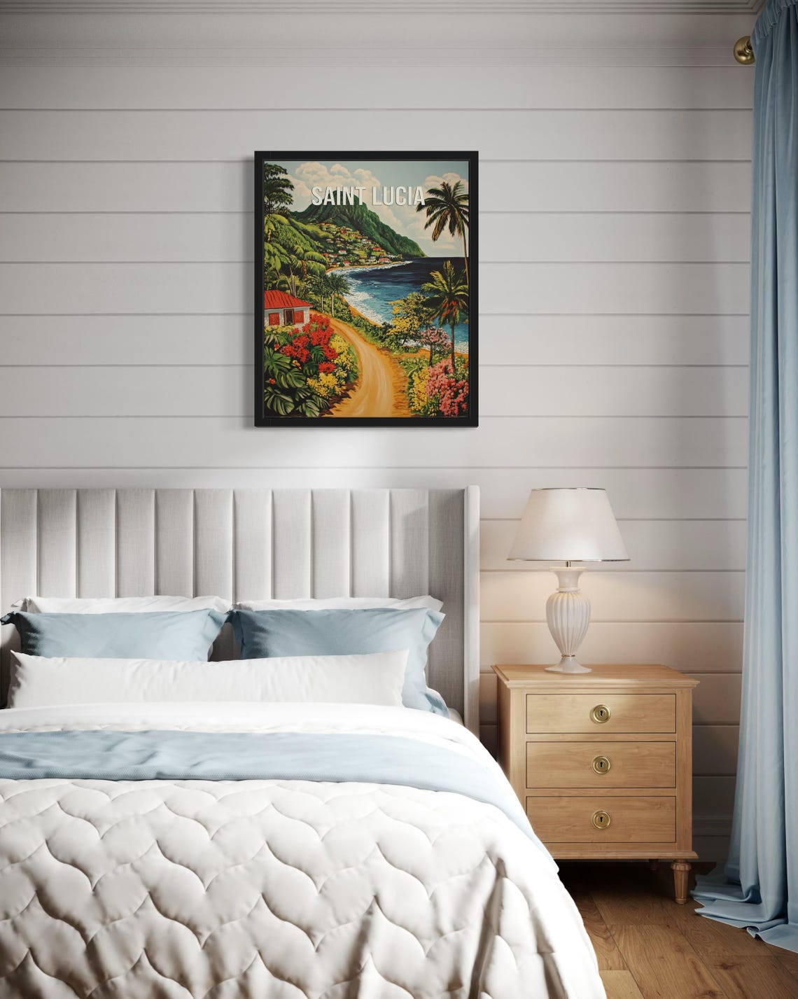 Saint Lucia Tropical Coast Palm Trees Vintage Travel Art Poster - Image 4
