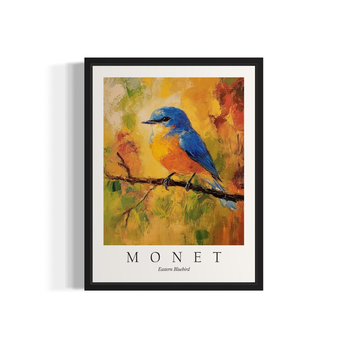 Eastern Blue Bird, Monet-Inspired Art Print