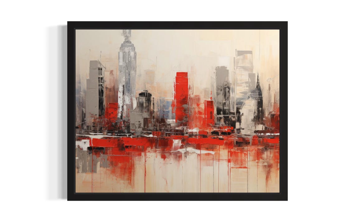 Red Skyline Abstract Travel Poster